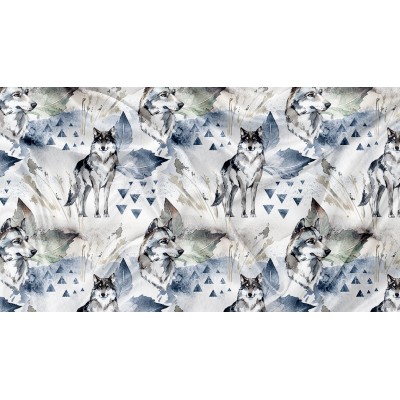 Printed Cuddle Minky Loup Triangle Feuille - PRINT IN QUEBEC IN OUR WORKSHOP